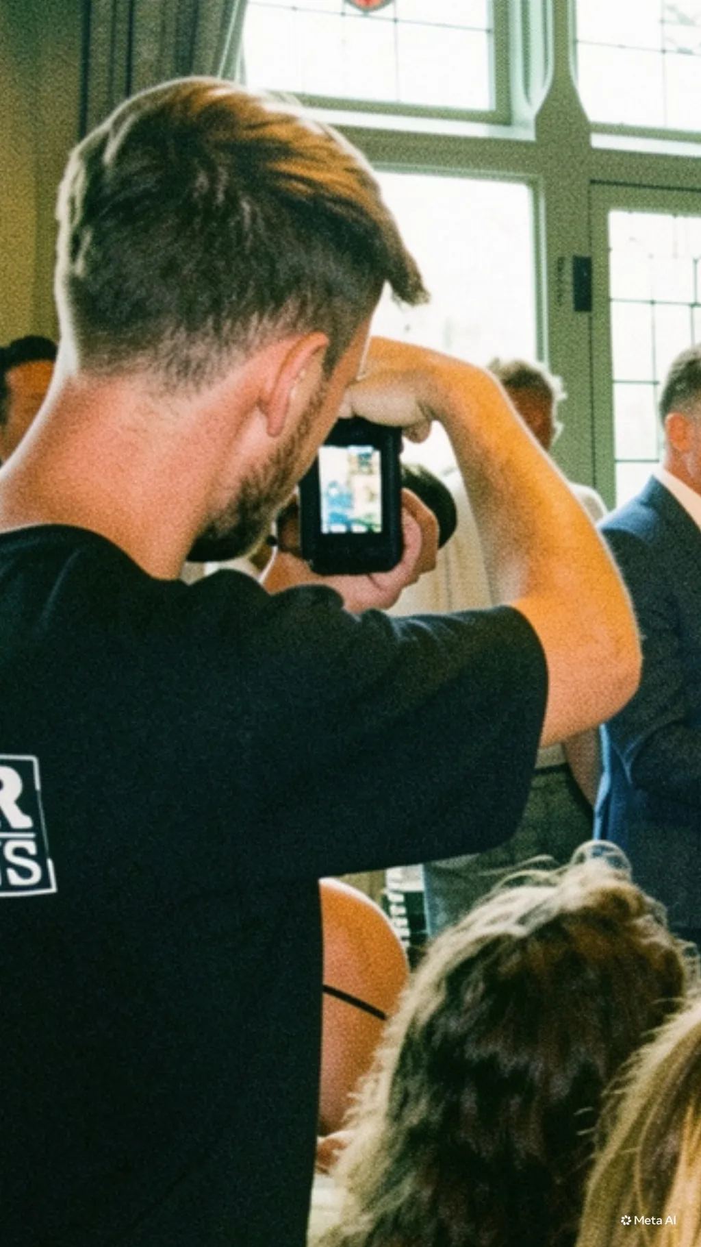 Videograaf op locatie in een industriële havenomgeving