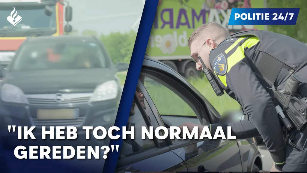 Still uit POLITIE 24/7: agent in gesprek met een bestuurder
